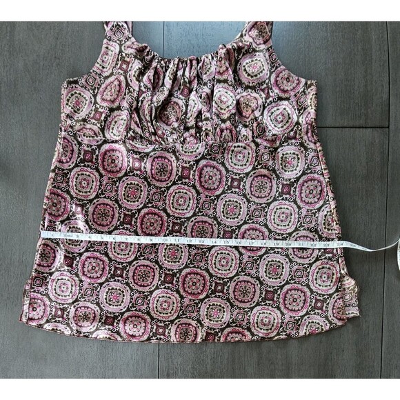 Vtg Y2K Self Esteem Satin Babydoll Tank Top Camisole Tie Back Geometric Boho 1X - Picture 4 of 8